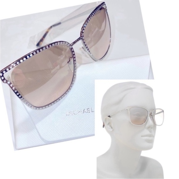 Michael Kors Accessories - NWT Michael Kors Crystal Studded Mirrored Stockholm Sunglasses in Silver w/Case